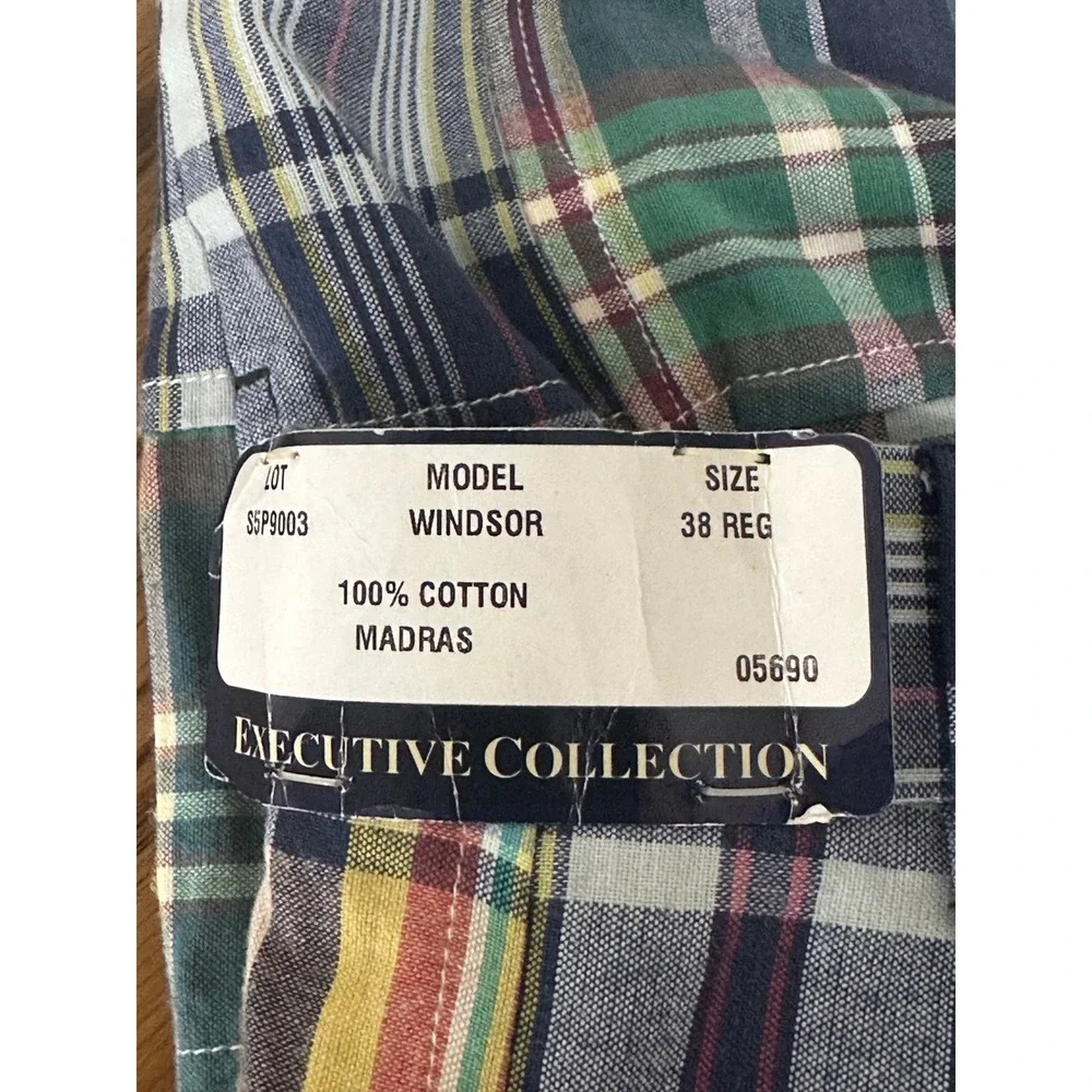 Jos. A. Bank Executive Windsor Patchwork Madras Plaid Cotton Pants 38R/33 New